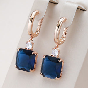 Keisha Square Colored Drop Stone Earrings