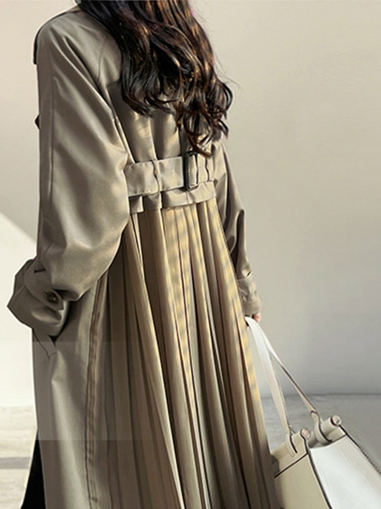 Gia Patchwork Pleated Trench Coat