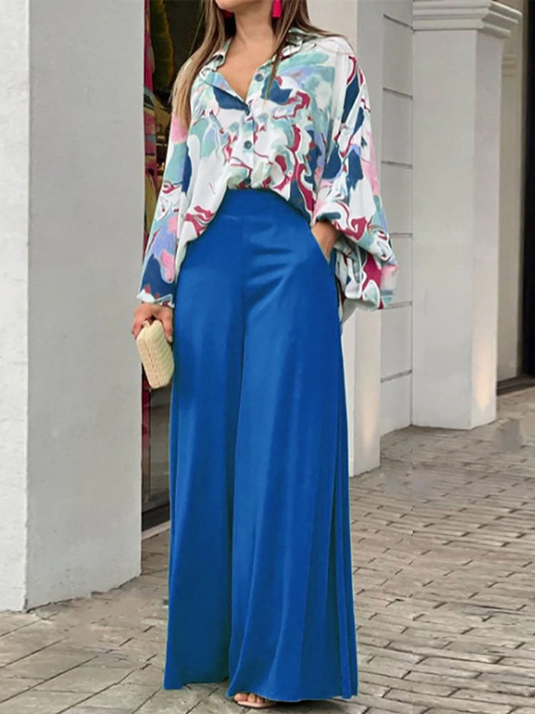 Martina Lantern Sleeve Shirt & Straight Pant Suits
