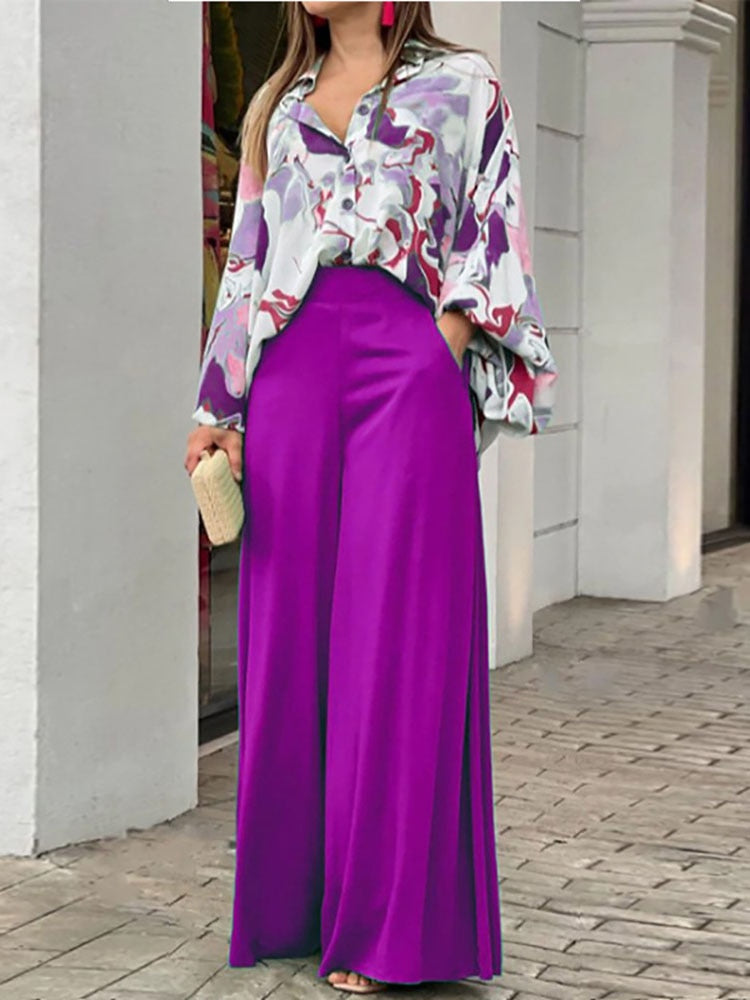 Martina Lantern Sleeve Shirt & Straight Pant Suits
