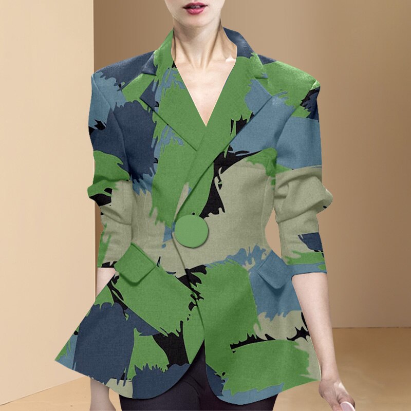 Emma Notched Single Button Long Sleeve Coat