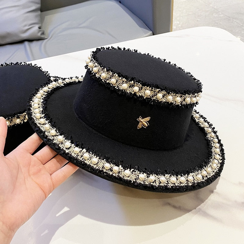 Francesca Wool Pearl Embroidered Hat