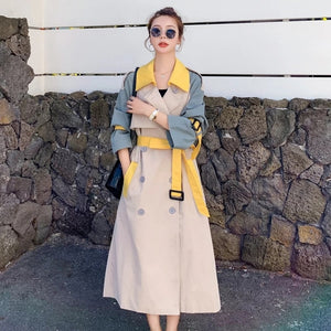 Viviana Patchwork Color Women Mid-length Trench