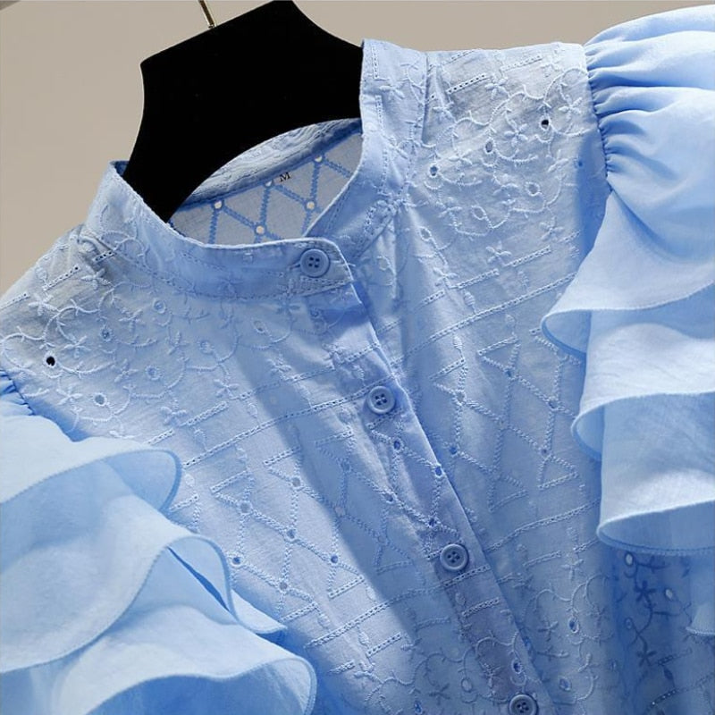 Julia Ruffle Sleeve Collar Blouse