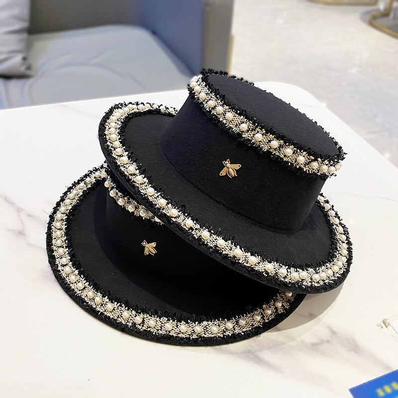 Francesca Wool Pearl Embroidered Hat