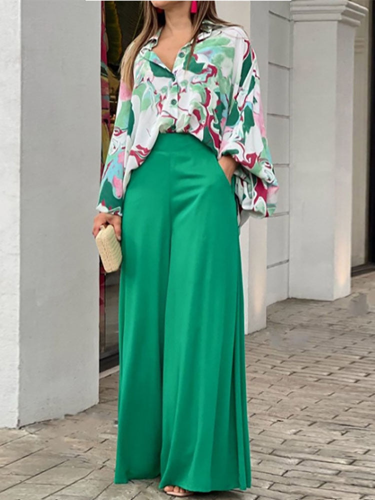 Martina Lantern Sleeve Shirt & Straight Pant Suits