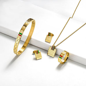 Relief Grid Stainless Steel Bangles