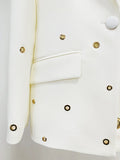 Carloti Single Button Rivet Eyelet Lapel Blazer Pants Set