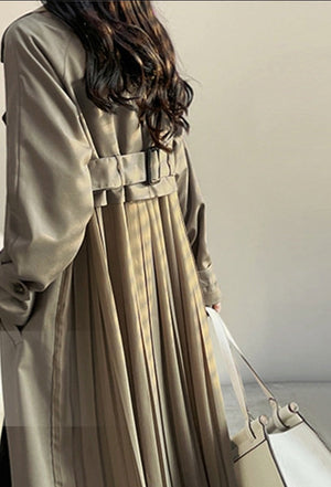 Gia Patchwork Pleated Trench Coat