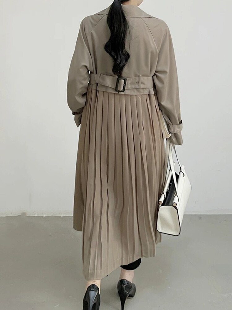Gia Patchwork Pleated Trench Coat