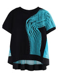 Elisa Color-block Pleated Mesh Tee