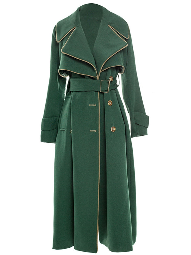 Lia Mid-length Green Trench Coat