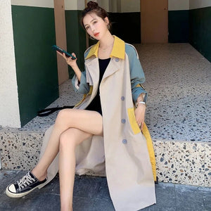 Viviana Patchwork Color Women Mid-length Trench