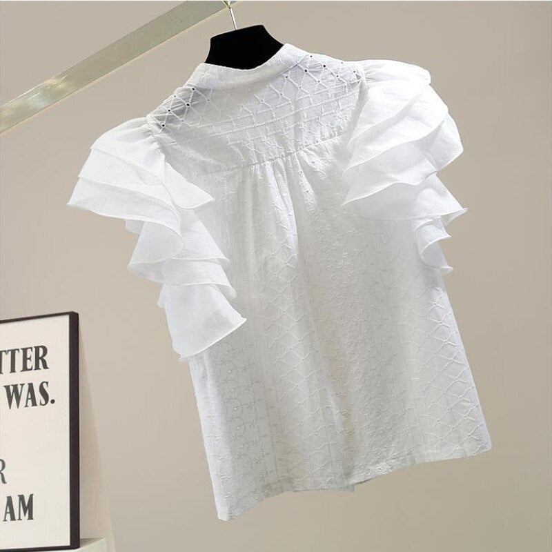 Julia Ruffle Sleeve Collar Blouse