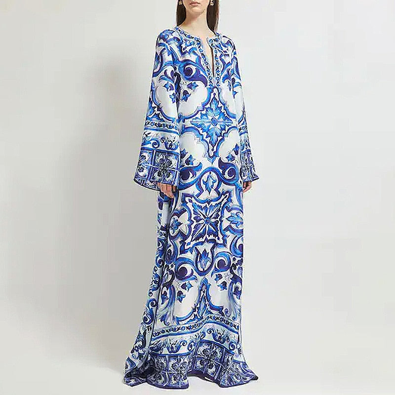 Teresa Porcelain Print Beach Cover Ups