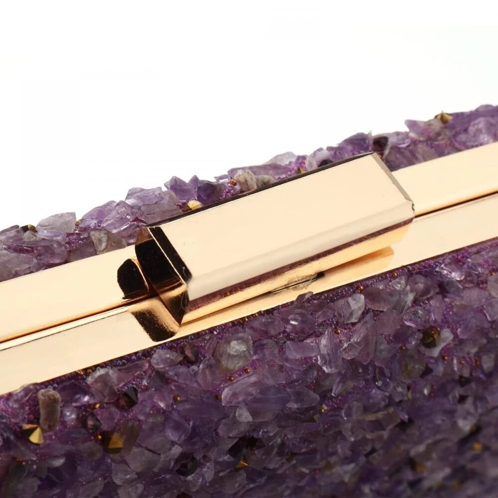 Felice Sand Pebble Hand Beaded Clutch