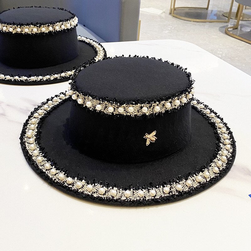 Francesca Wool Pearl Embroidered Hat