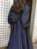 Gia Patchwork Pleated Trench Coat