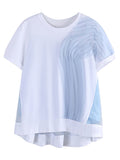 Elisa Color-block Pleated Mesh Tee