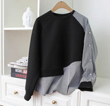 Streetwear Temperament Sweater O Neck Patchwork Pullover Fashion Women Hoodies
