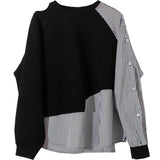 Streetwear Temperament Sweater O Neck Patchwork Pullover Fashion Women Hoodies