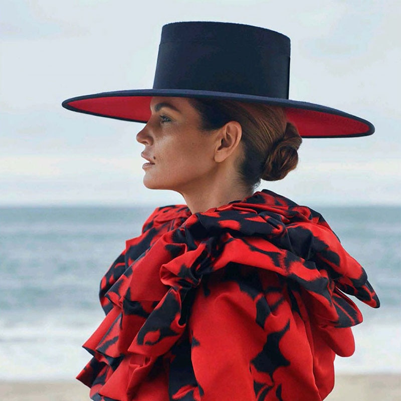 Amelia Wide Brim Splice Two Tone Wool Fedora