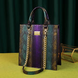 Paneled Serpentine Leather Handbag