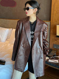 Crocodile Pattern Faux Leather Blazer