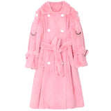 Long Warm Thick Soft Fluffy Faux Fur Trench Coat