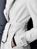 Runway White Leather Trench Coat