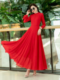 Angelica Lace Chiffon Long  Dress