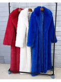 Solid Cozy Long Fluffy Faux Fur Coat