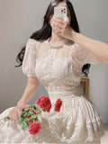 3 Tiered Short Sleeved Lace Dress