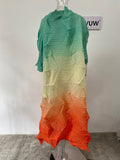 Agathe Turtleneck Color Block Fold Long Dress