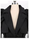 Runway Ruffled Khaki Long Trench Coat