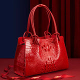 Red Crocodile Pattern Handbags