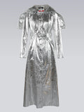 Chic Silver/ Gold Shiny Patent Faux Leather Coat