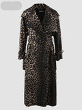 Long Oversized Leopard Print Trench Coat