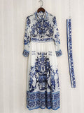 Veronique Porcelain Blue Print Dress
