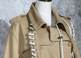 Bandage Drawstring Khaki Trench Coat