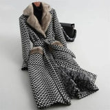 Winter Mink Fur Collar Woolen Coat