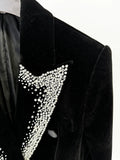 Double Breasted Stunning Beaded Velvet Blazer