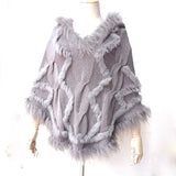 Knitted Poncho With Raccoon Fur Trim