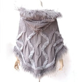 Knitted Poncho With Raccoon Fur Trim