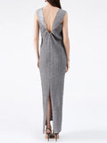 Asymmetrical Belted  Sleeveless Backless Shawl Dress