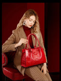 Red Crocodile Pattern Handbags