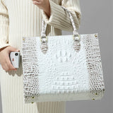 Large Capacity Crocodile Leather Handbag