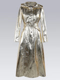 Chic Silver/ Gold Shiny Patent Faux Leather Coat