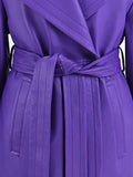 Elegant Purple Colored Faux Leather Trench Coat