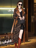 Leopard Print Faux Trim Trench Coat